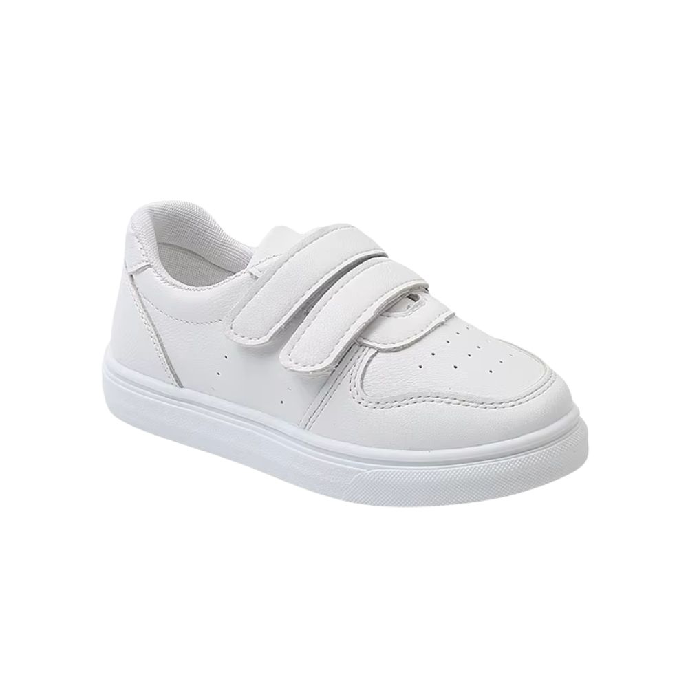 Tenis Infantil Denali Classic Blanco Para Niño Y Niña Ajustable Casual De Suela Suave Antiderrapante