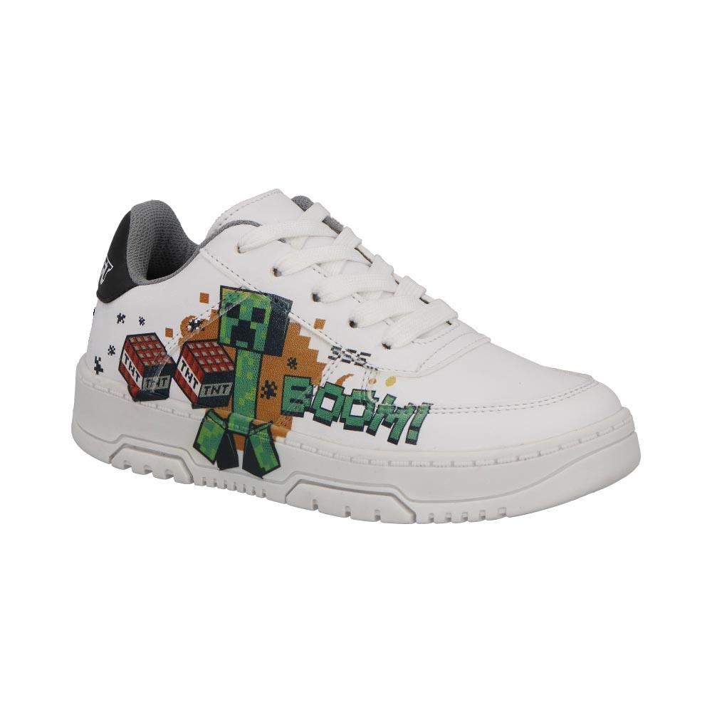 Foto 2 pulgar | Tenis Niño Minecraft Sinteticos Comodos Agujetas Casuelas Urbanos Blanco