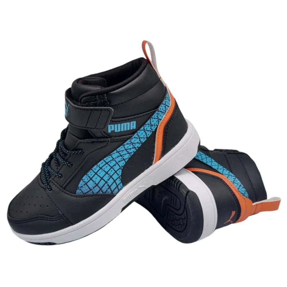 Foto 3 | Tenis Puma Rebound V6 Mid Techie PS Negros para Niños