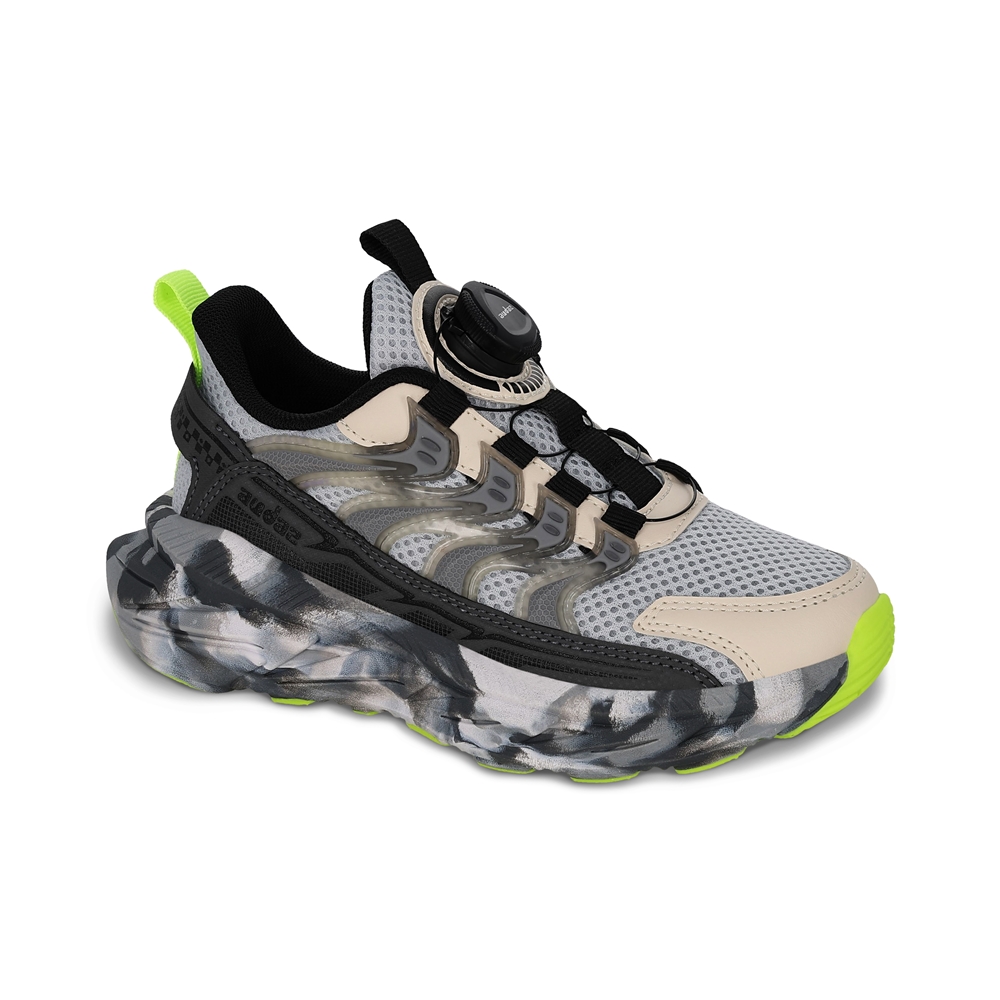Tenis Deportivos Audaz Negros con Detalles Camuflado y Ajuste Twist And Pop para Niño