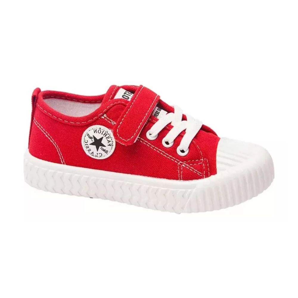 Tenis Denali Shell Rojo Infantil Niño Niña Lona Casuales De Moda