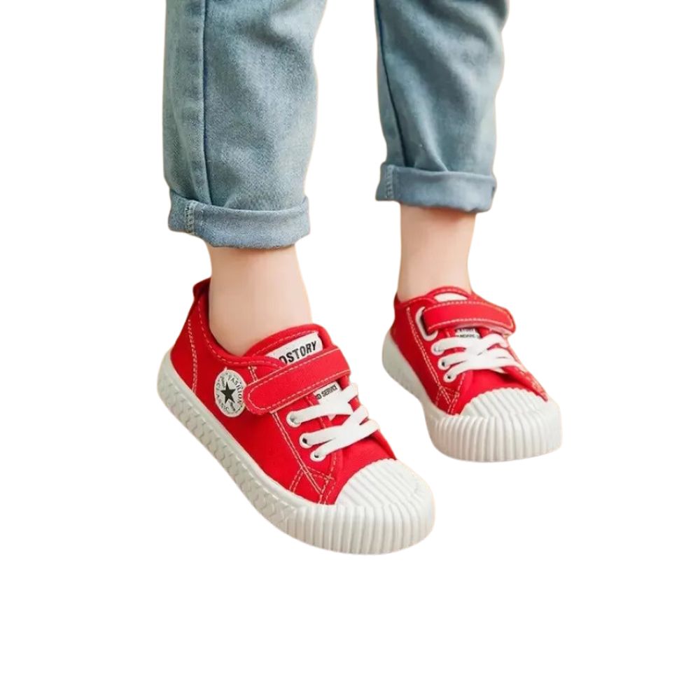 Foto 4 pulgar | Tenis Denali Shell Rojo Infantil Niño Niña Lona Casuales De Moda