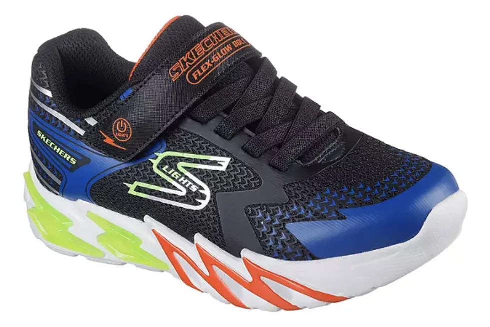 Foto 1 | Skechers Zapatillas Deportivas Para Niños, Modelo Flex-glow Bolt Con Luces, Diseño Divertido Y Cómodo En Negro/azul