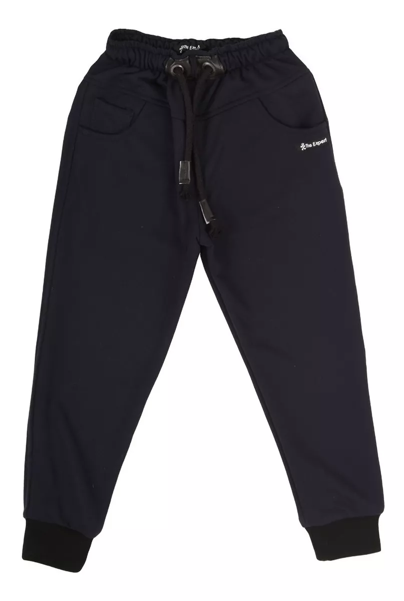 Joggers con Jareta y Bolsas Uni color Negro para Niño