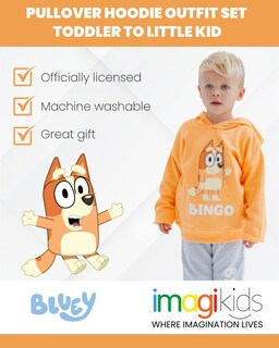 Foto 3 | Conjunto De Sudadera Con Capucha Y Pantalones Bluey Bingo De Forro Polar Para Niños Pequeños - Venta Internacional.
