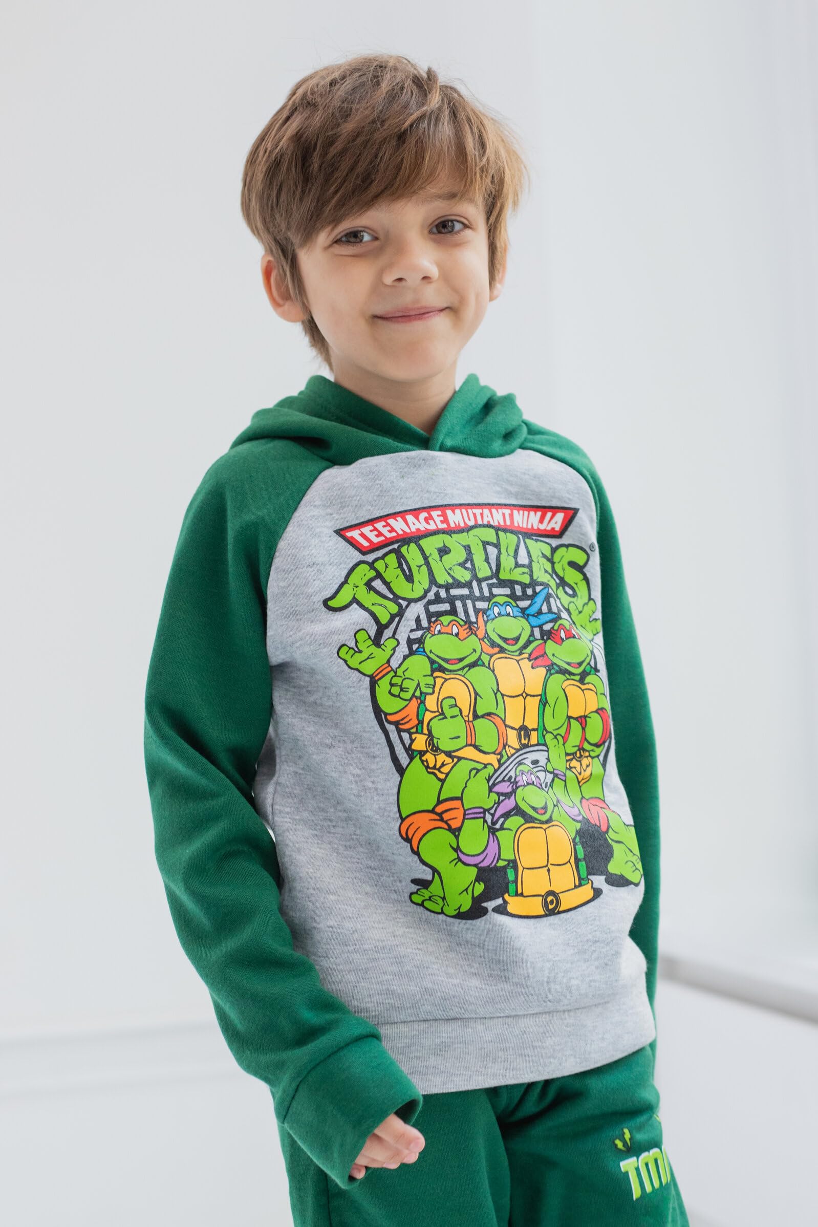 Foto 3 | Sudadera Con Capucha Y Pantalones Outfit Teenage Mutant Ninja Turtles Para Niños De 6 Años - Venta Internacional.