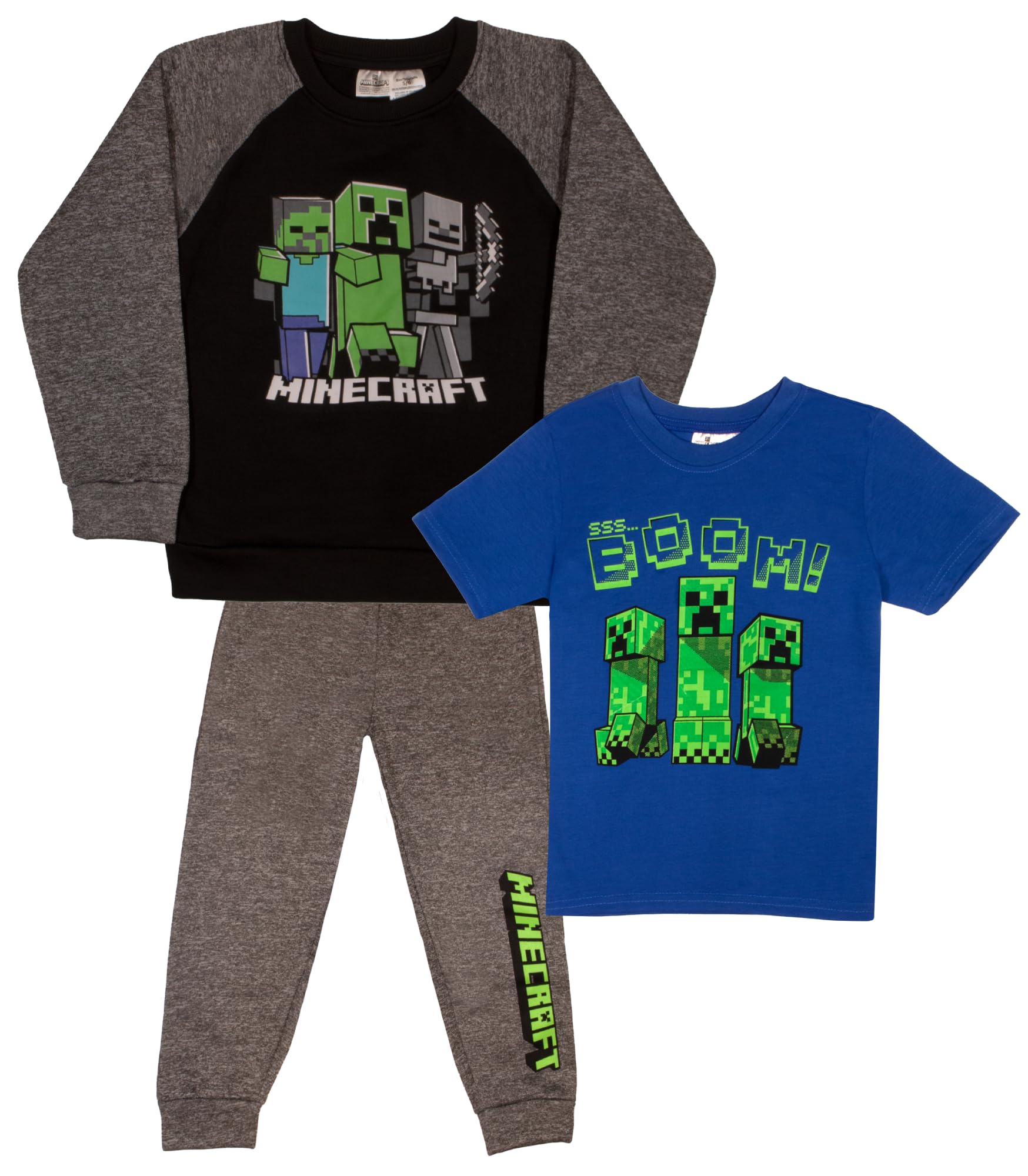 Foto 2 pulgar | Conjunto De Ropa Minecraft Para Niños, Pantalones De Forro Polar De 3 Piezas, Talla 7 - Venta Internacional.