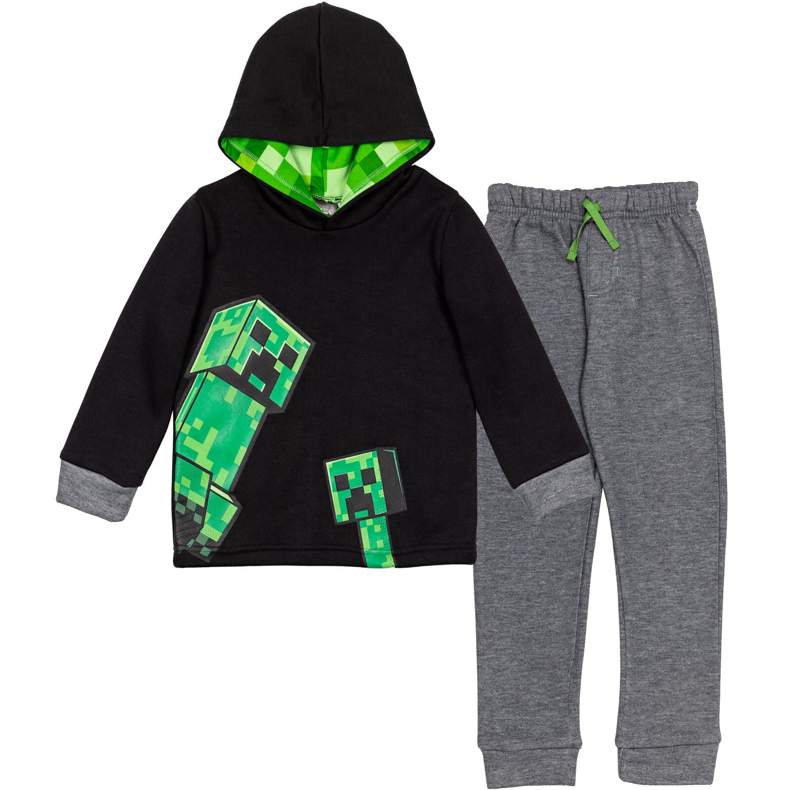 Foto 2 pulgar | Sudadera Con Capucha Y Pantalones Outfit Minecraft Creeper Para Niños Pequeños - Venta Internacional.