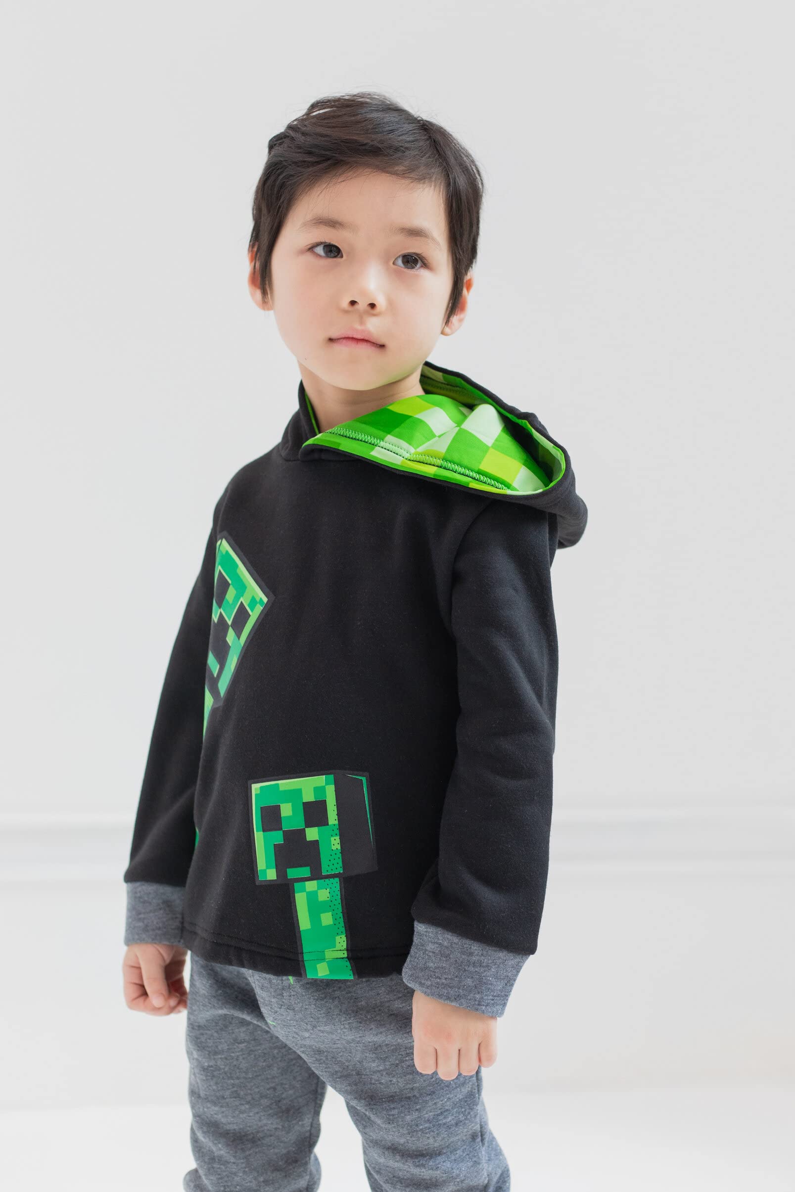 Foto 3 pulgar | Sudadera Con Capucha Y Pantalones Outfit Minecraft Creeper Para Niños Pequeños - Venta Internacional.