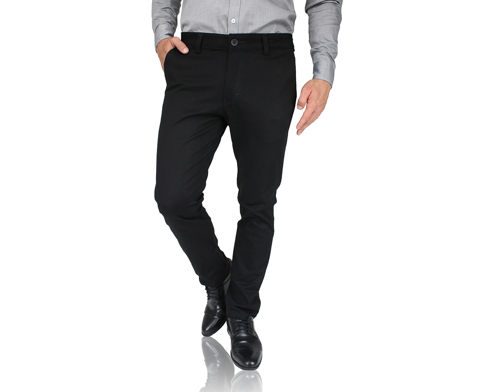 Foto 3 | Pantalón de Vestir Negro Rams Cottons Cartagena Negro Slim Fit Strech para Hombre