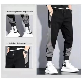 Foto 2 | Deportivo Pants Slim Fit Súper Calidad Elástico Talla L Eo Safe Imports Esi-16464 Negro