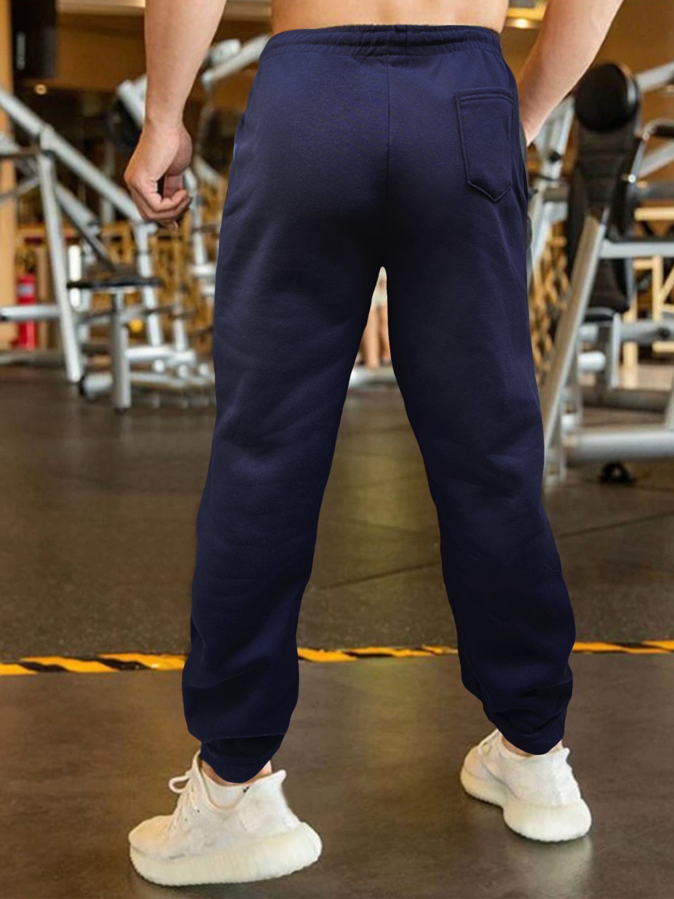 Foto 4 pulgar | Jogger Pants Hombre De Felpa Gym Pans Pant-032 Azul Marino Pantalones Cargo Bolsa