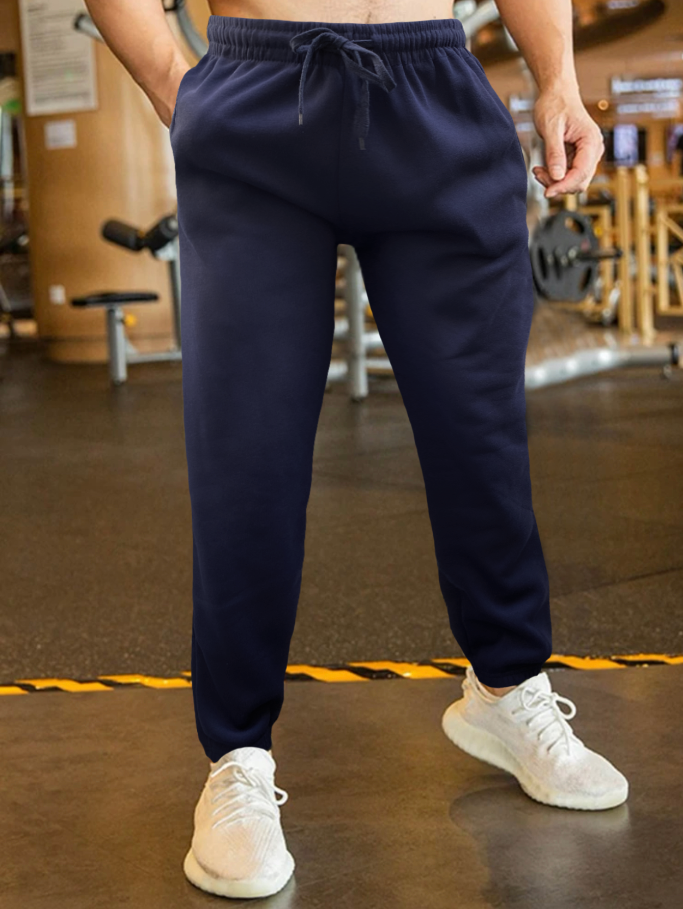 Foto 4 | Jogger Pants Hombre De Felpa Gym Pans Pant-032 Azul Marino Pantalones Cargo Bolsa