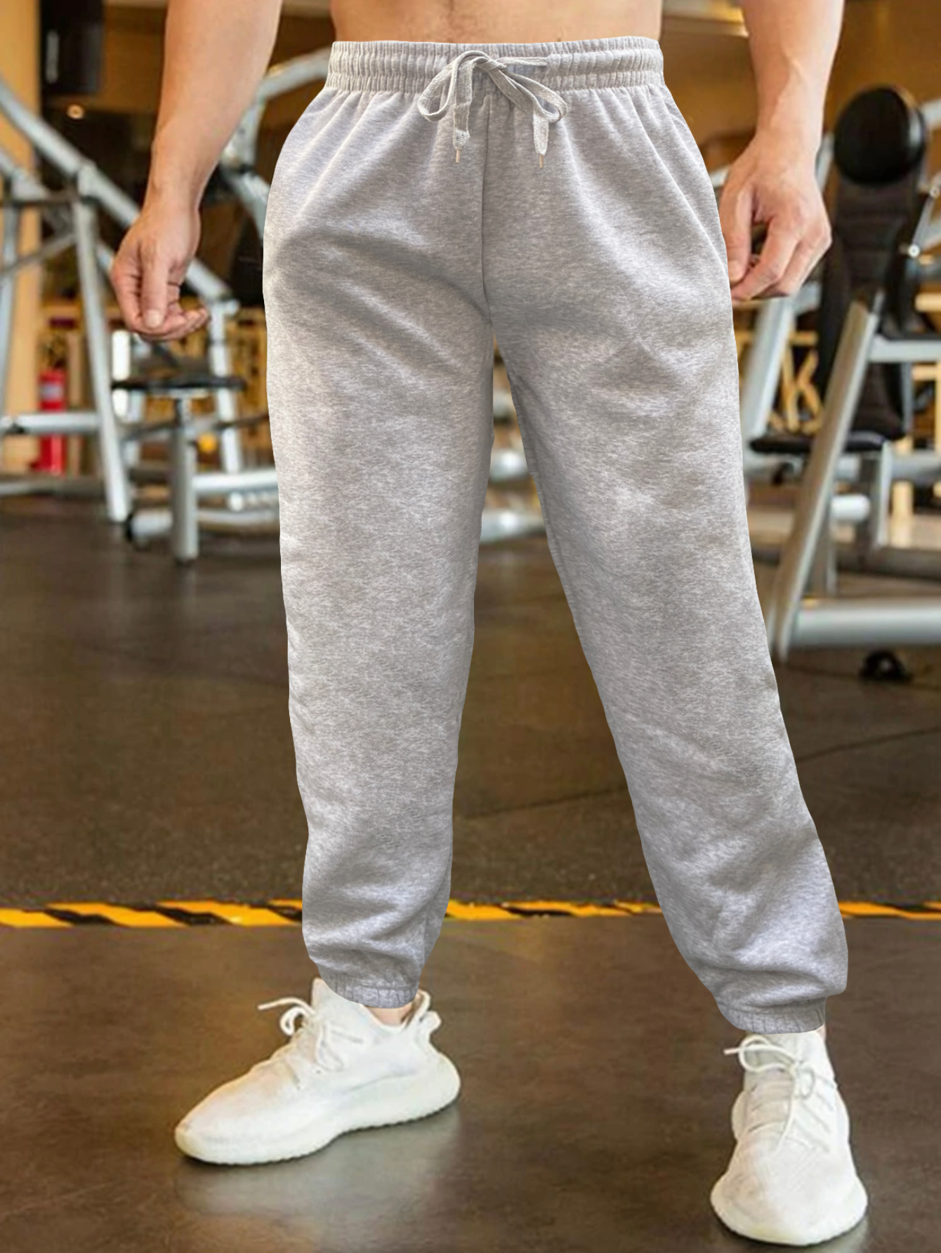 Foto 2 | Jogger Pants Hombre De Felpa Gym Pans Pant-032 Gris Claro Pantalones Cargo Bolsa