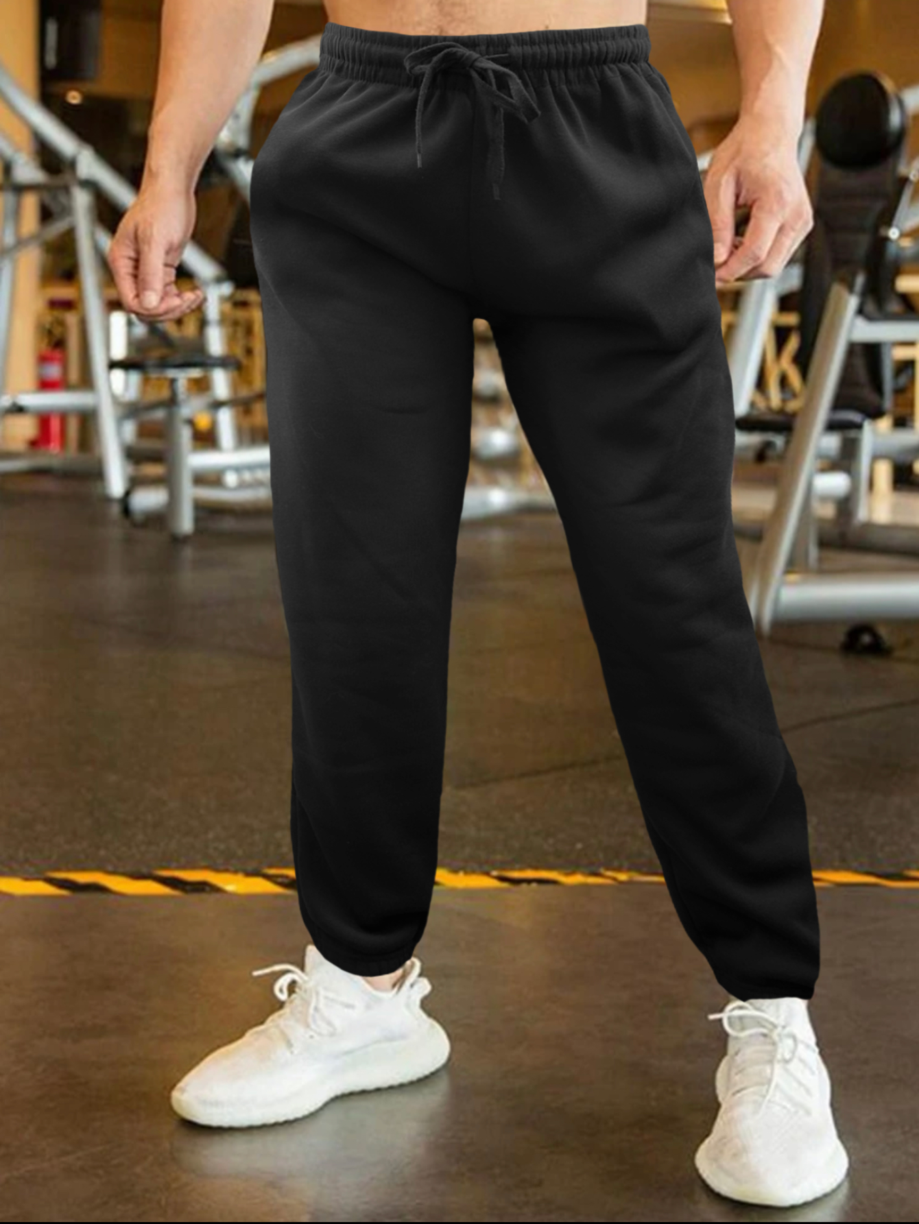 Foto 2 | Jogger Pants Hombre De Felpa Gym Pans Pant-032 Negro Pantalones Cargo Bolsa