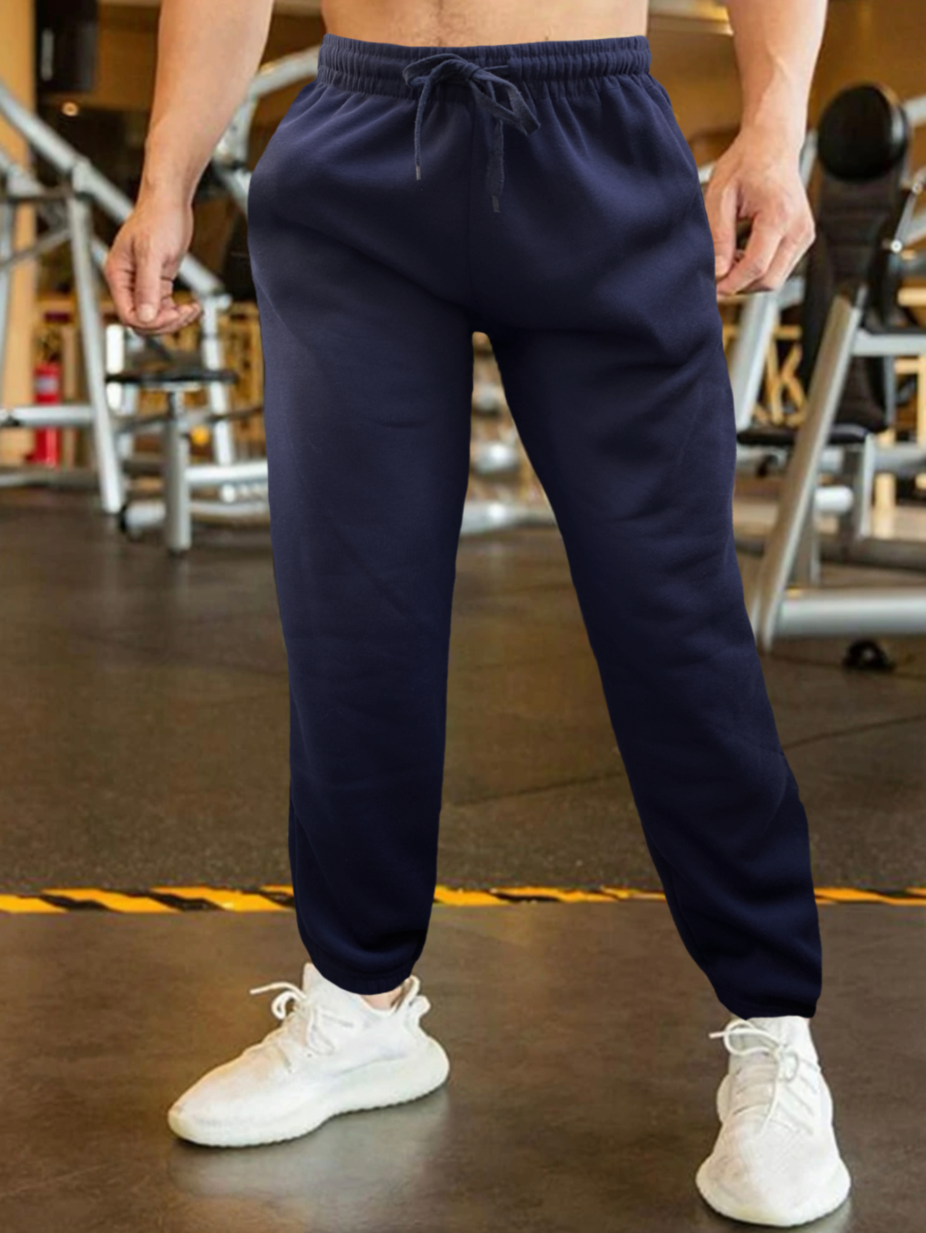 Foto 2 | Jogger Pants Hombre De Felpa Gym Pans Pant-032 Azul Marino Pantalones Cargo Bolsa