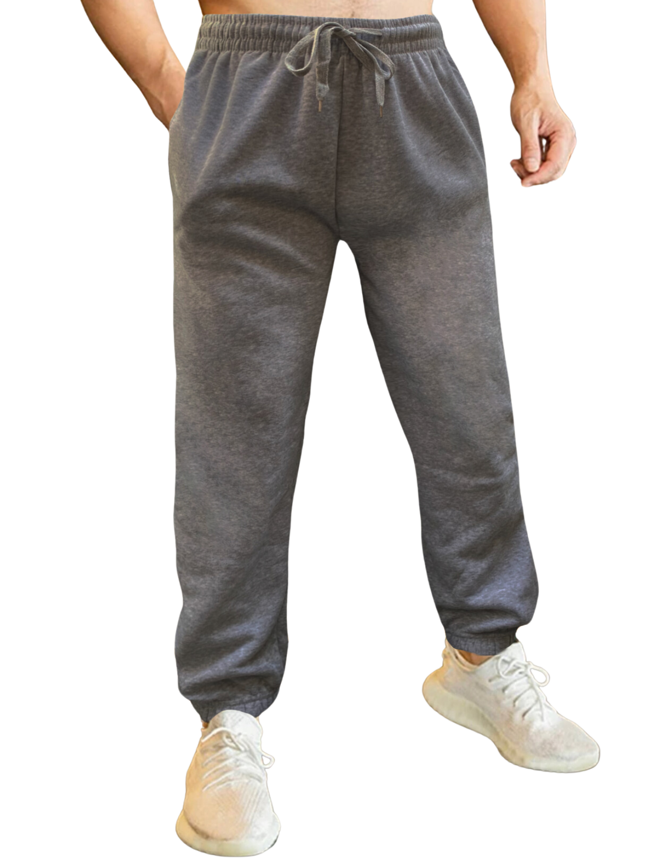 Jogger Pants Hombre De Felpa Gym Pans Pant-032 Gris Oscuro Pantalones Cargo Bolsa