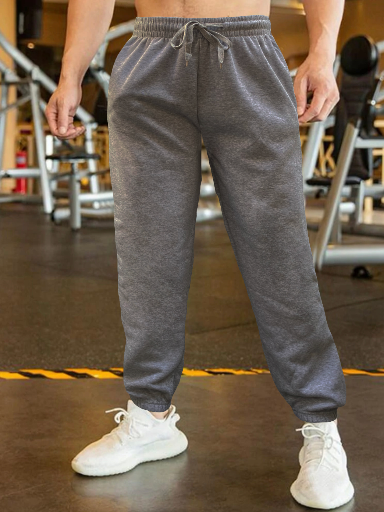 Foto 2 | Jogger Pants Hombre De Felpa Gym Pans Pant-032 Gris Oscuro Pantalones Cargo Bolsa