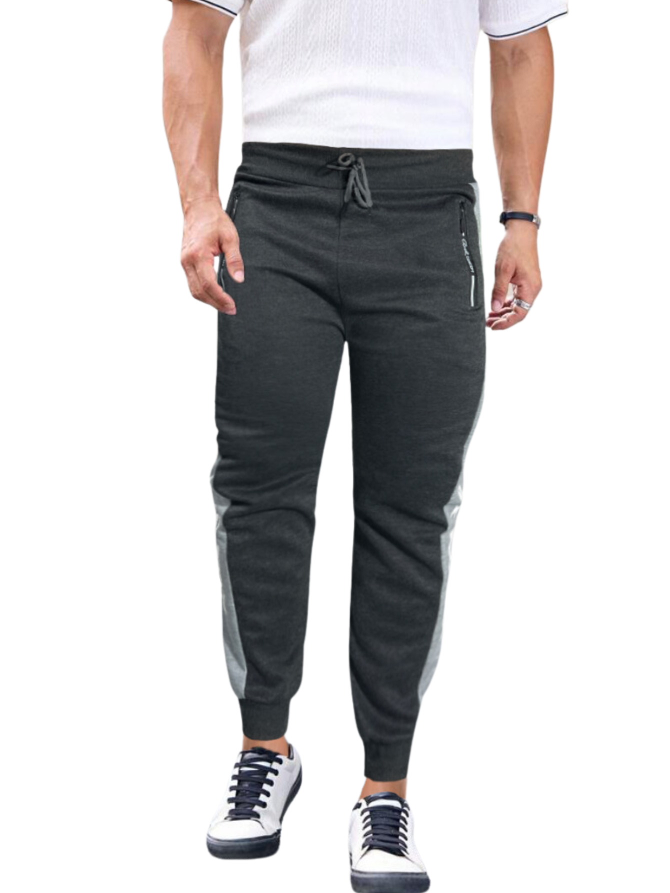 Foto 2 pulgar | Jogger Pants Hombre De Felpa Gym Pans Pant-049 Gris Oscuro Cam Pantalones Cargo Bolsa