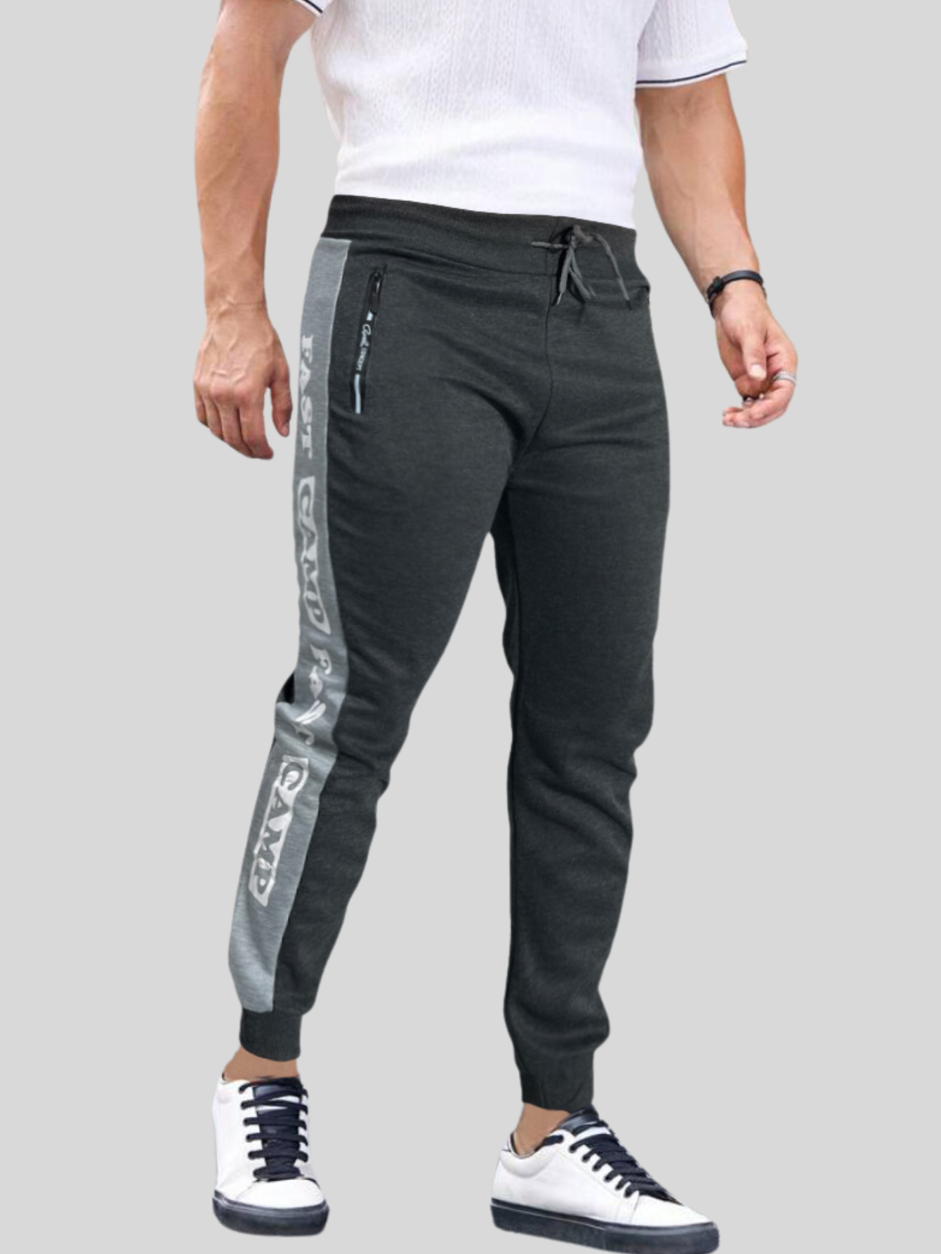 Foto 3 pulgar | Jogger Pants Hombre De Felpa Gym Pans Pant-049 Gris Oscuro Cam Pantalones Cargo Bolsa