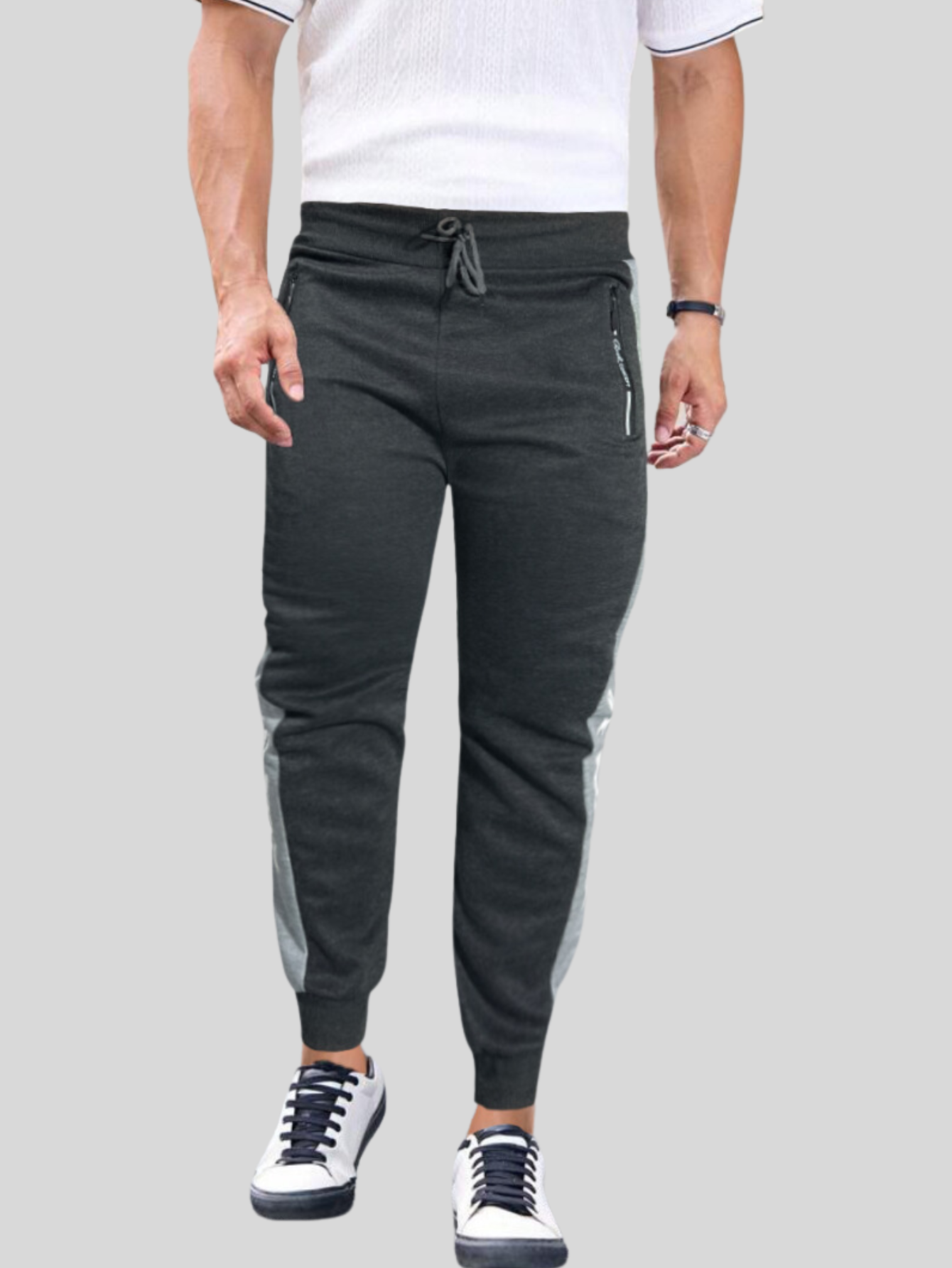 Foto 5 pulgar | Jogger Pants Hombre De Felpa Gym Pans Pant-049 Gris Oscuro Cam Pantalones Cargo Bolsa