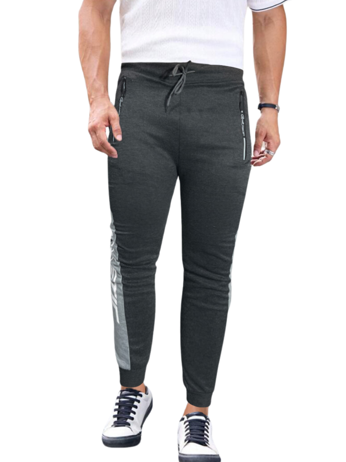 Foto 2 pulgar | Jogger Pants Hombre De Felpa Gym Pans Pant-049 Gris Oscuro Athl Pantalones Cargo Bolsa