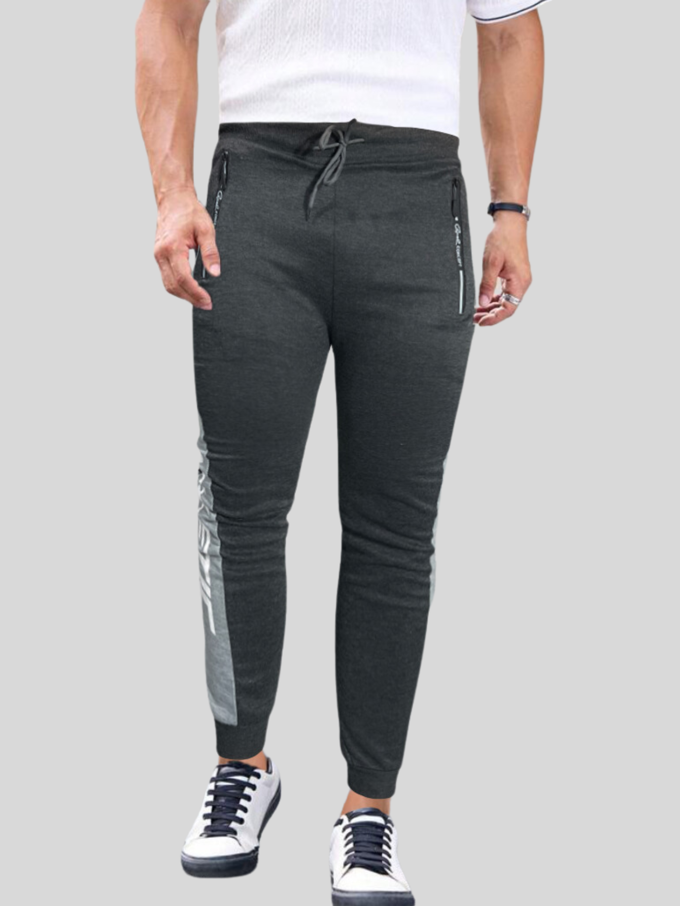 Foto 4 | Jogger Pants Hombre De Felpa Gym Pans Pant-049 Gris Oscuro Athl Pantalones Cargo Bolsa