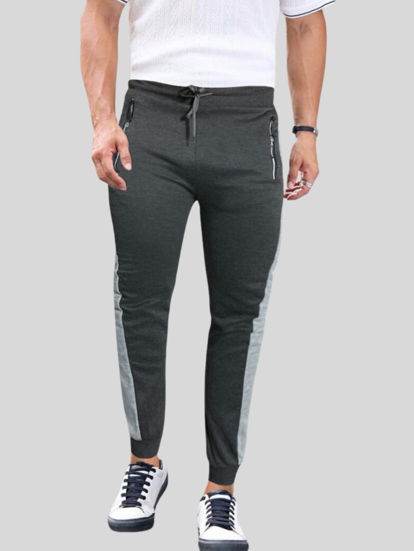 Foto 5 pulgar | Jogger Pants Hombre De Felpa Gym Pans Pant-049 Gris Oscuro Sport Pantalones Cargo Bolsa