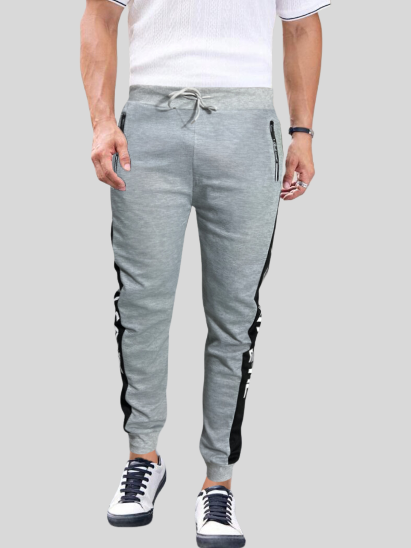 Foto 4 pulgar | Jogger Pants Hombre De Felpa Gym Pans Pant-049 Gris Claro Athl Pantalones Cargo Bolsa