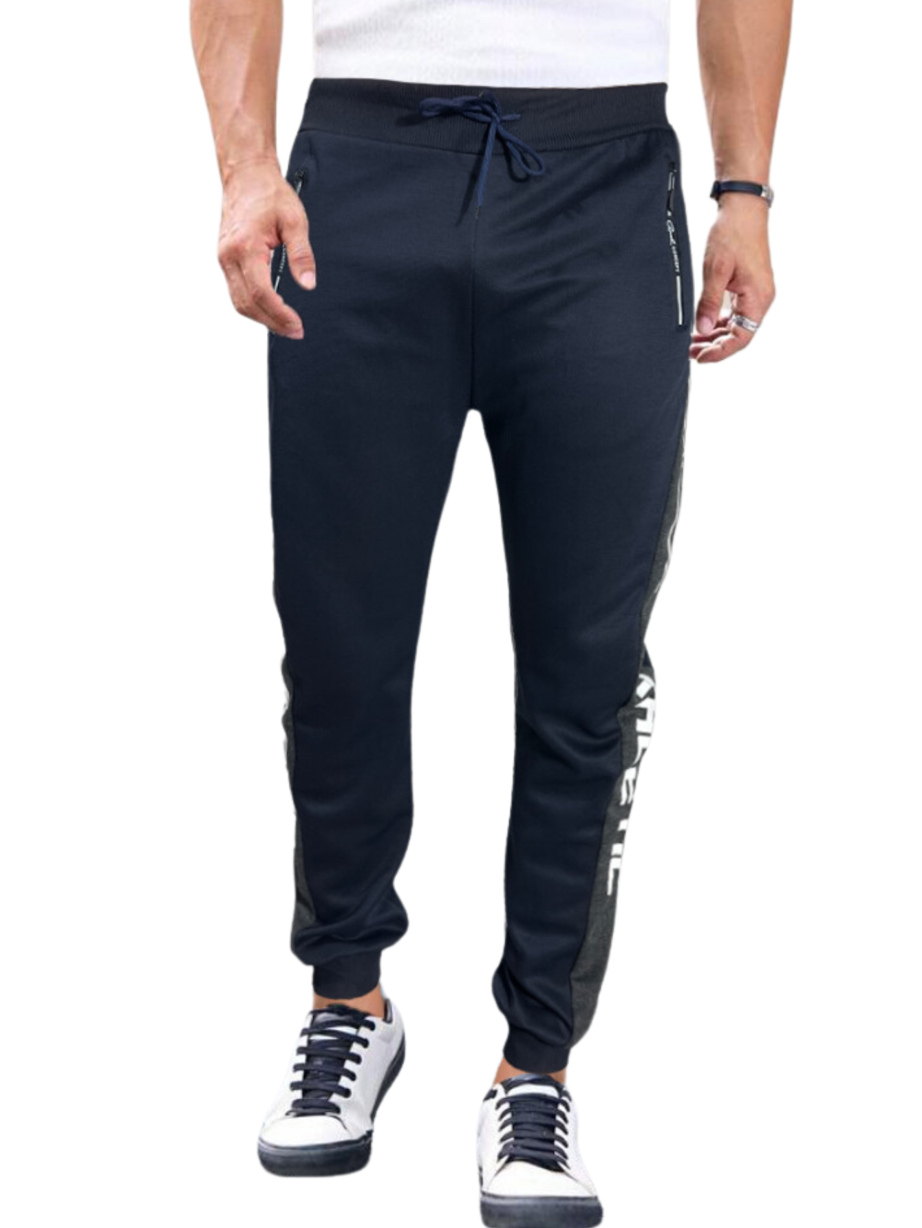 Jogger Pants Hombre De Felpa Gym Pans Pant-049 Marino Athl Pantalones Cargo Bolsa