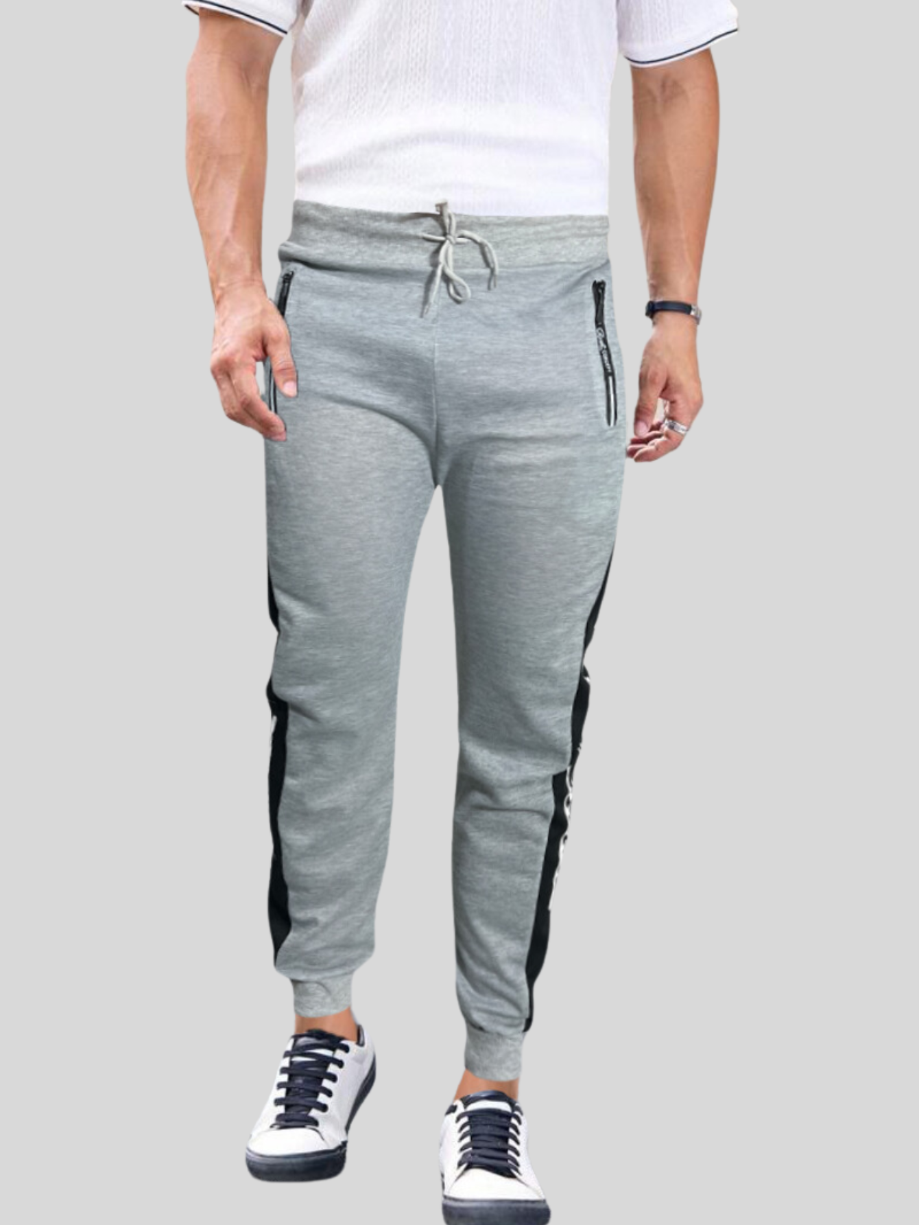 Foto 5 pulgar | Jogger Pants Hombre De Felpa Gym Pans Pant-049 Gris Claro Cam Pantalones Cargo Bolsa