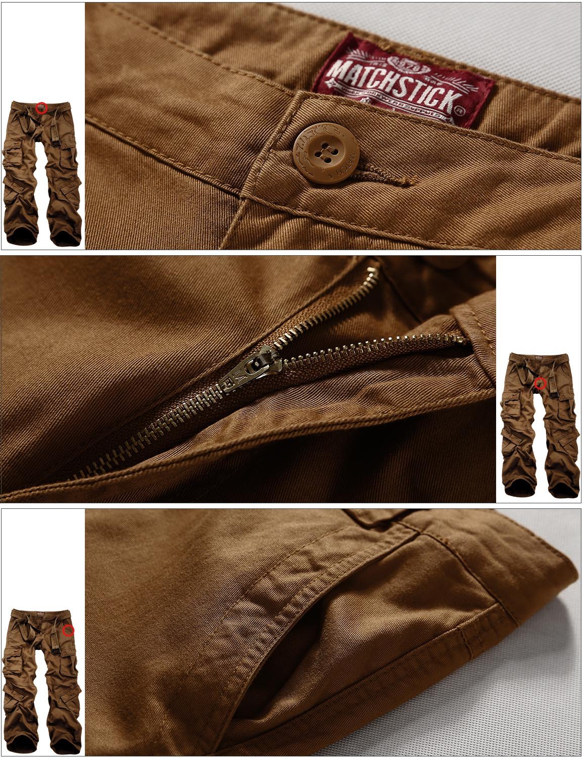 Foto 6 pulgar | Pantalones Cargo Match Wild Para Hombre, Talla 44, 100% Algodón - Venta Internacional.