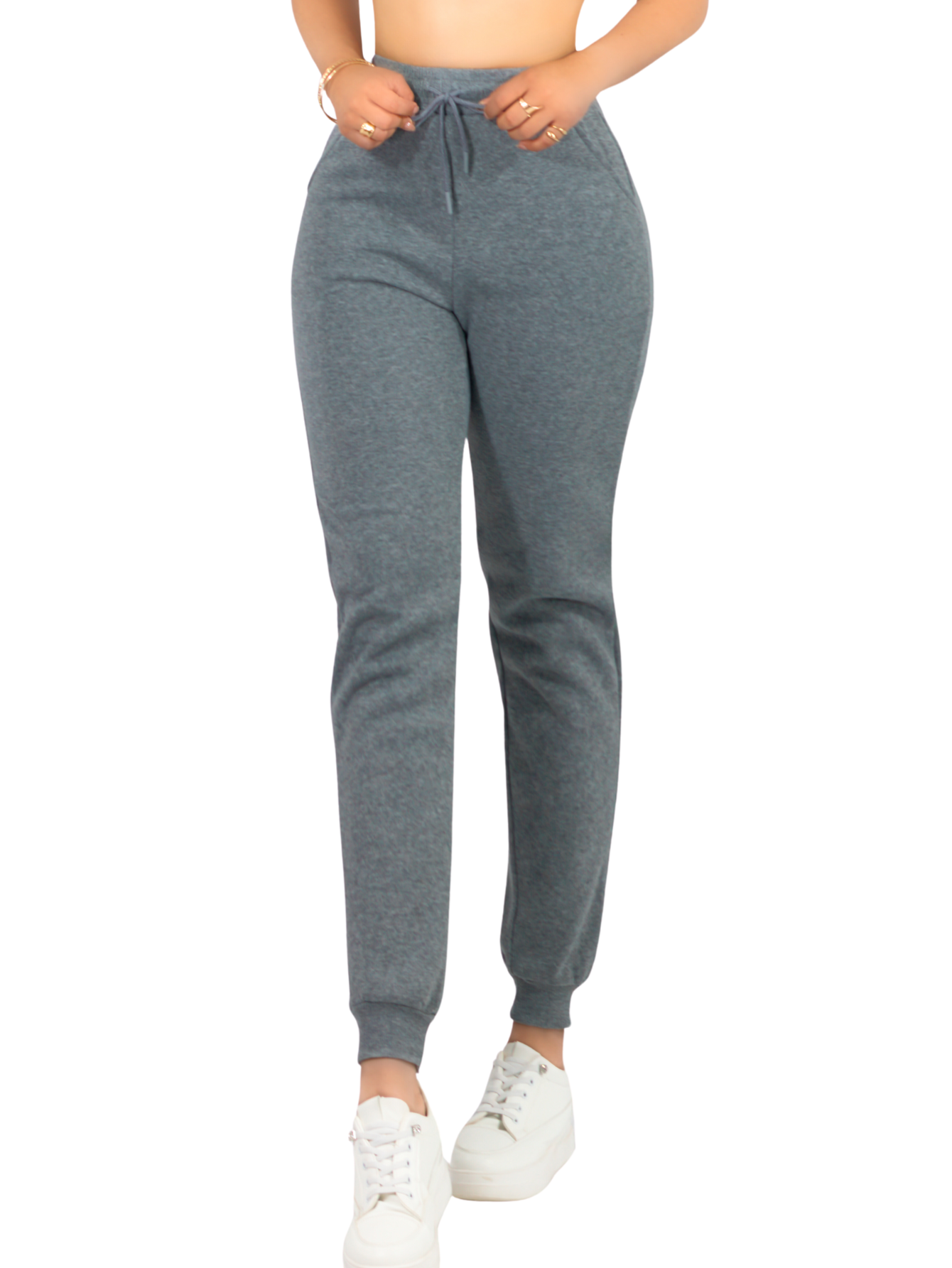 Foto 1 | Pants Mujer Jogger De Dama Cargo Pantalón Casual Jogger Dama Material Aterciopelado Pant-051 Gris Oscuro Patalones