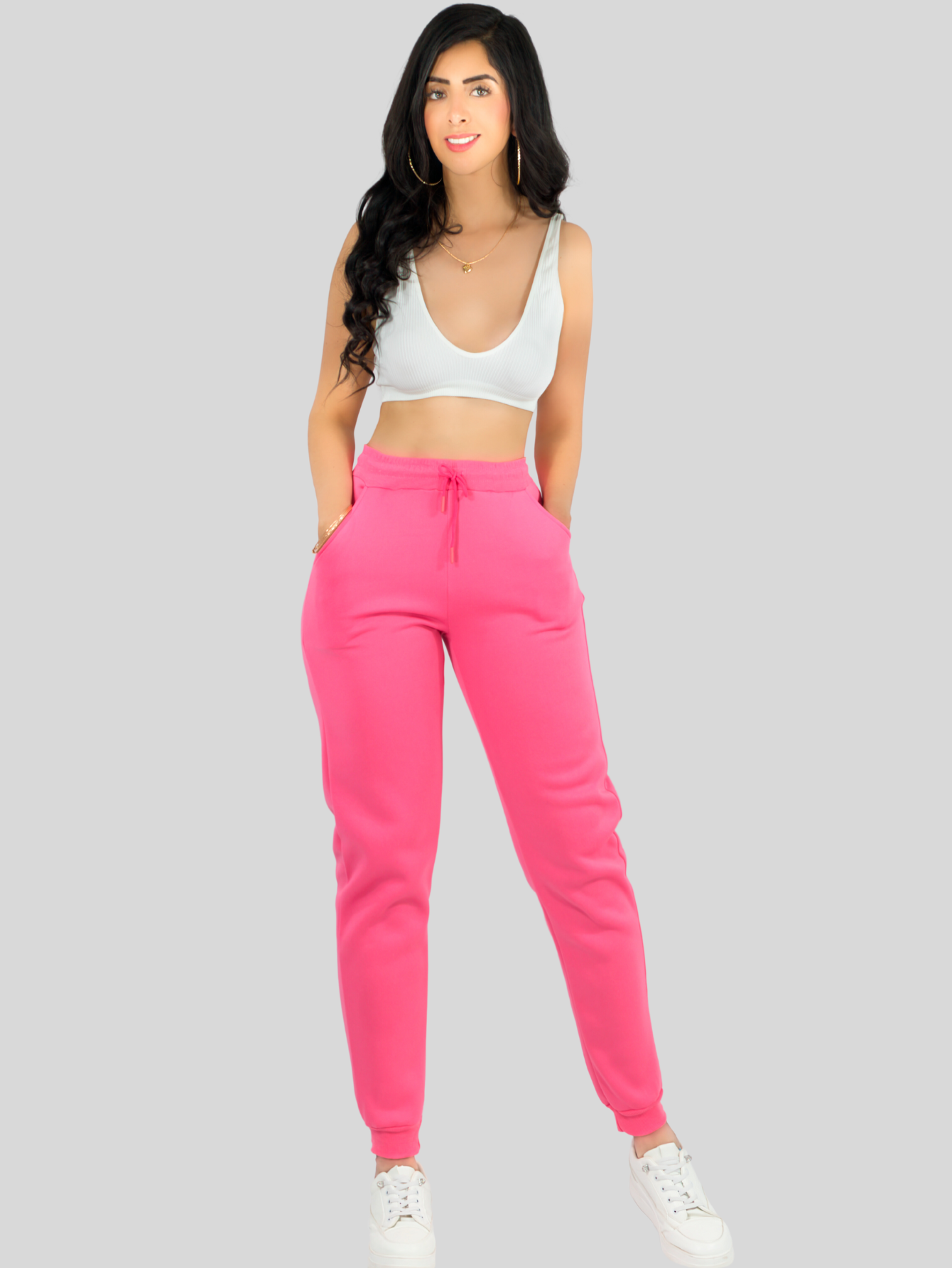 Foto 3 pulgar | Pants Mujer Jogger De Dama Cargo Pantalón Casual Jogger Dama Material Aterciopelado Pant-051 Rosa Chicle Patalones