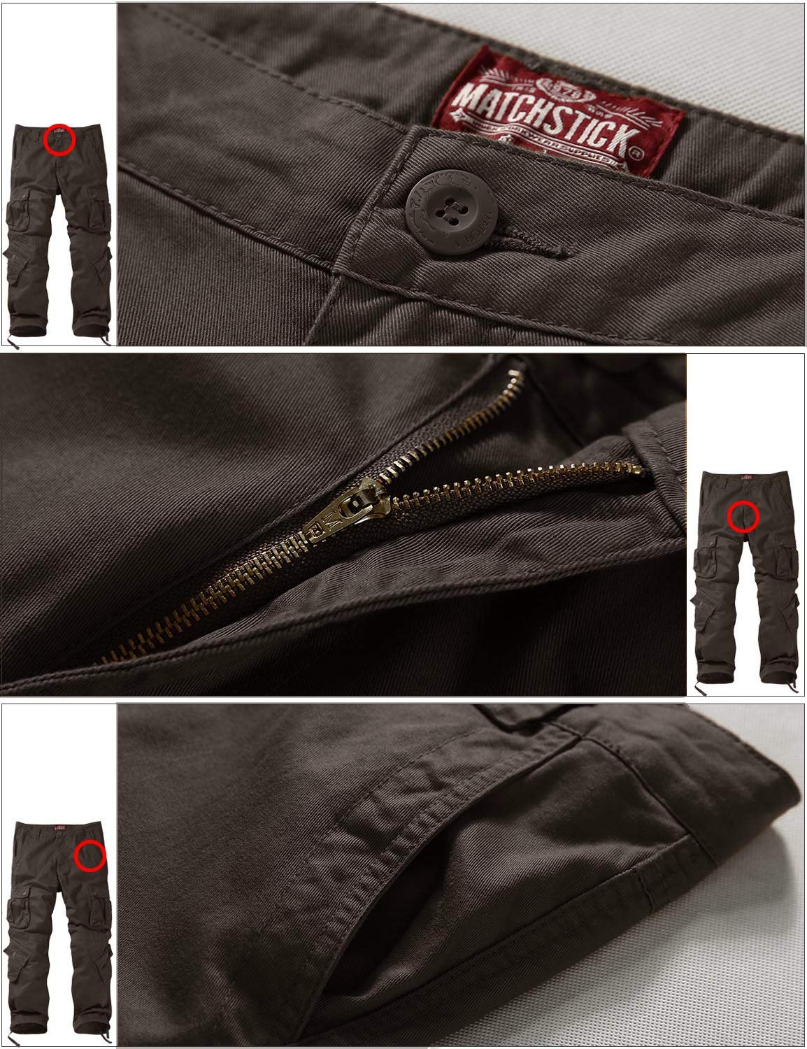 Foto 6 pulgar | Pantalones Cargo Match Wild Para Hombre, Color Caqui Oscuro, Talla 32 - Venta Internacional.