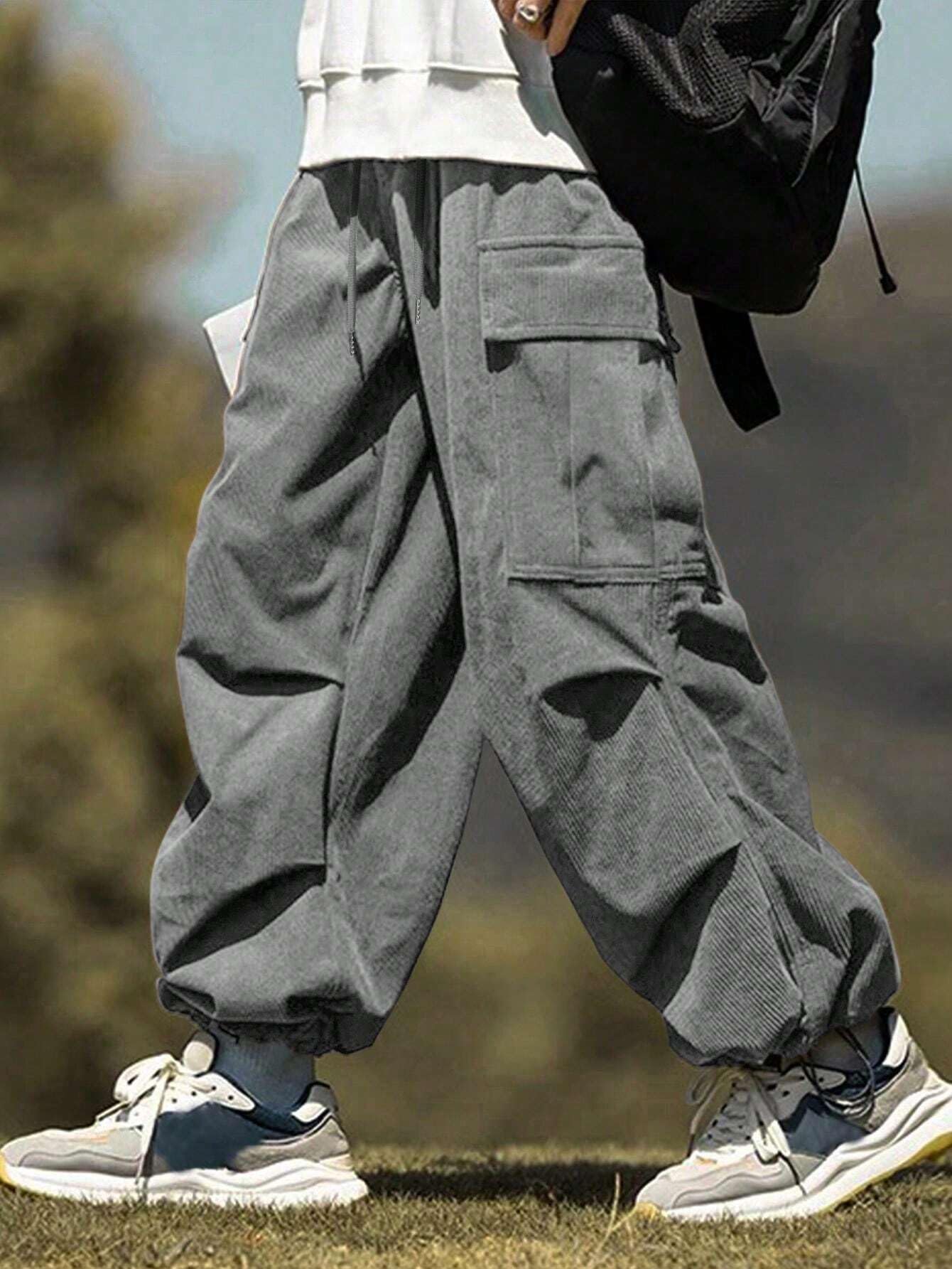 Foto 3 | Pantalones Zaful De Pana Con Bolsillo Plano Para Hombre Y Mujer - Venta Internacional.