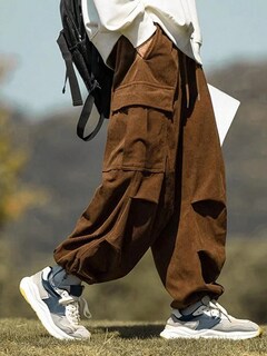 Foto 4 | Pantalones Zaful De Pana Con Bolsillo Plano Para Hombre Y Mujer - Venta Internacional.
