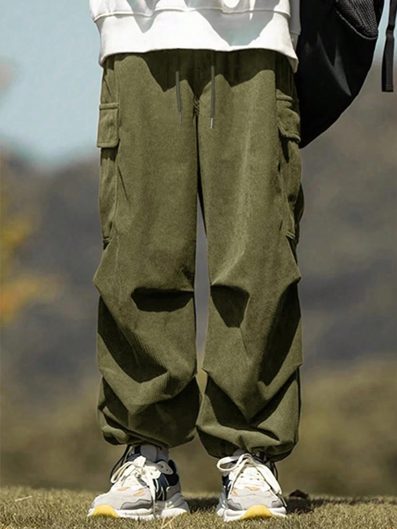 Foto 2 | Pantalones Zaful De Pana Con Bolsillo Plano Para Hombre Y Mujer - Venta Internacional.