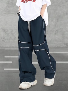 Foto 3 | Pantalones Cargo Zaful Y2k con Ribetes Azul Marino - Venta Internacional