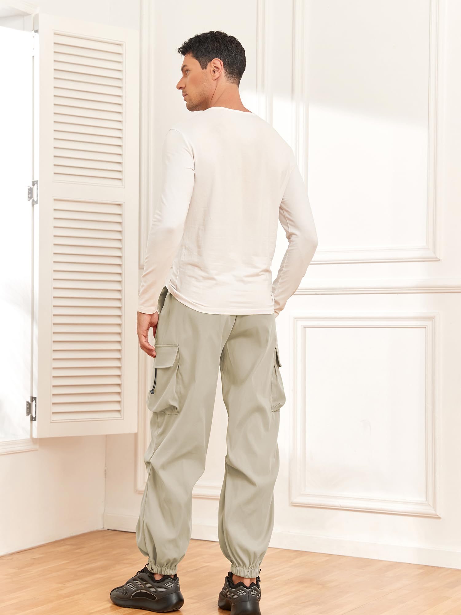 Foto 3 | Pantalones Cargo Zaful Con Bolsillo Plano En Paracaídas Para Hombre Apricot Xl - Venta Internacional.