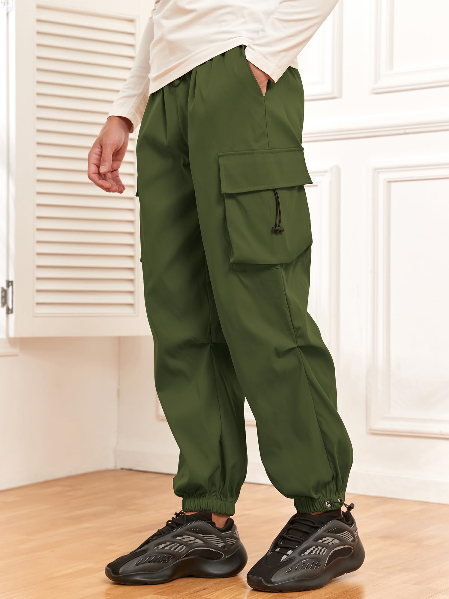 Foto 4 pulgar | Pantalones Cargo Zaful Con Bolsillo Plano, Paracaídas Para Hombre, Color Verde Oscuro S - Venta Internacional.