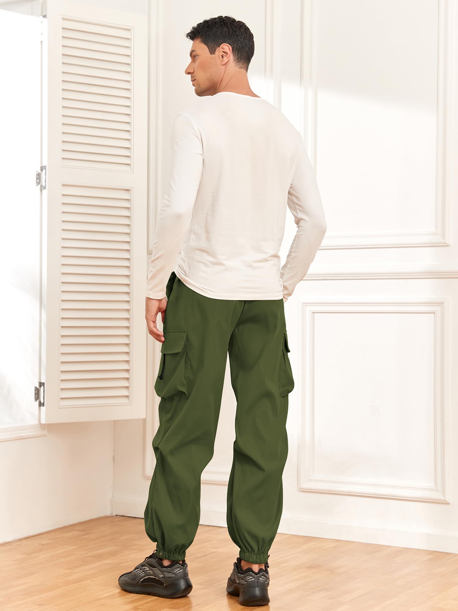 Foto 5 pulgar | Pantalones Cargo Zaful Con Bolsillo Plano, Paracaídas Para Hombre, Color Verde Oscuro S - Venta Internacional.
