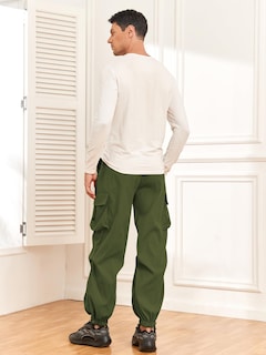 Foto 4 | Pantalones Cargo Zaful Con Bolsillo Plano, Paracaídas Para Hombre, Color Verde Oscuro S - Venta Internacional.