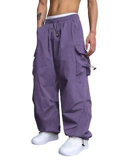 Foto 1 | Pantalones Cargo Zaful Con Bolsillo Plano En Paracaídas Para Hombre, Color Morado, Xxl - Venta Internacional.