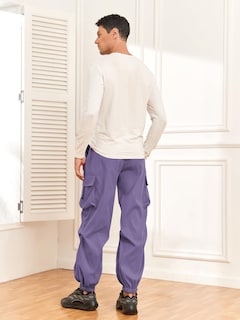 Foto 3 | Pantalones Cargo Zaful Con Bolsillo Plano En Paracaídas Para Hombre, Color Morado, Xxl - Venta Internacional.