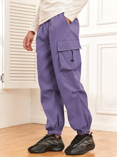 Foto 4 | Pantalones Cargo Zaful Con Bolsillo Plano En Paracaídas Para Hombre, Color Morado, Xxl - Venta Internacional.