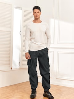 Foto 2 | Pantalones Cargo Zaful Con Bolsillo Plano, Paracaídas Para Hombre, Color Gris Oscuro, Talla L - Venta Internacional.