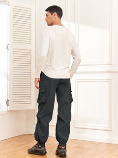 Foto 3 | Pantalones Cargo Zaful Con Bolsillo Plano, Paracaídas Para Hombre, Color Gris Oscuro, Talla L - Venta Internacional.
