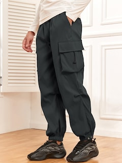 Foto 4 | Pantalones Cargo Zaful Con Bolsillo Plano, Paracaídas Para Hombre, Color Gris Oscuro, Talla L - Venta Internacional.