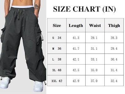 Foto 5 | Pantalones Cargo Zaful Con Bolsillo Plano, Paracaídas Para Hombre, Color Gris Oscuro, Talla L - Venta Internacional.